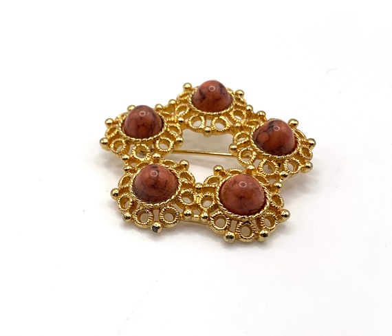 Vintage Sarah Coventry Valencia brooch gold tone … - image 3