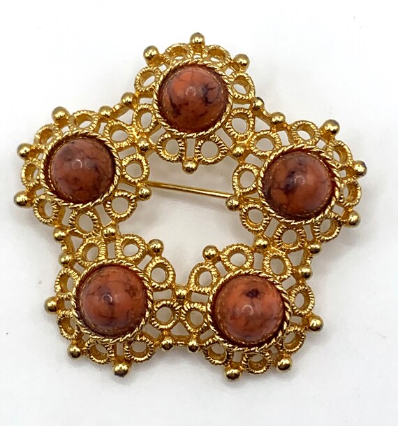 Vintage Sarah Coventry Valencia brooch gold tone … - image 5