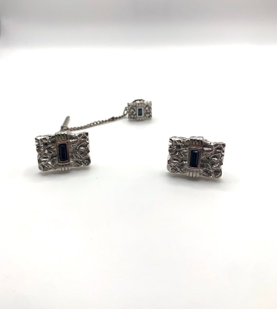 Vintage Swank tie pin and cufflinks set silver to… - image 8