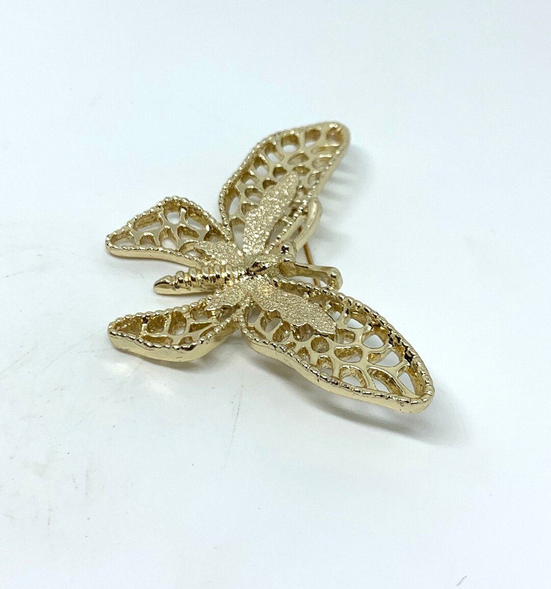 Broche Papillon Filigranée - Bijou Vintage - Occasion