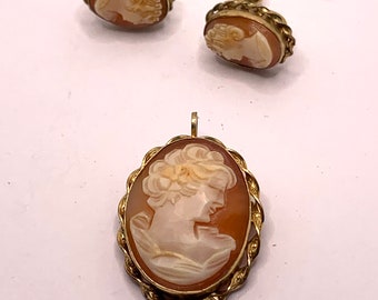 ヴィンテージ ヴァンデルカメオ ブローチペンダントとイヤリングセット