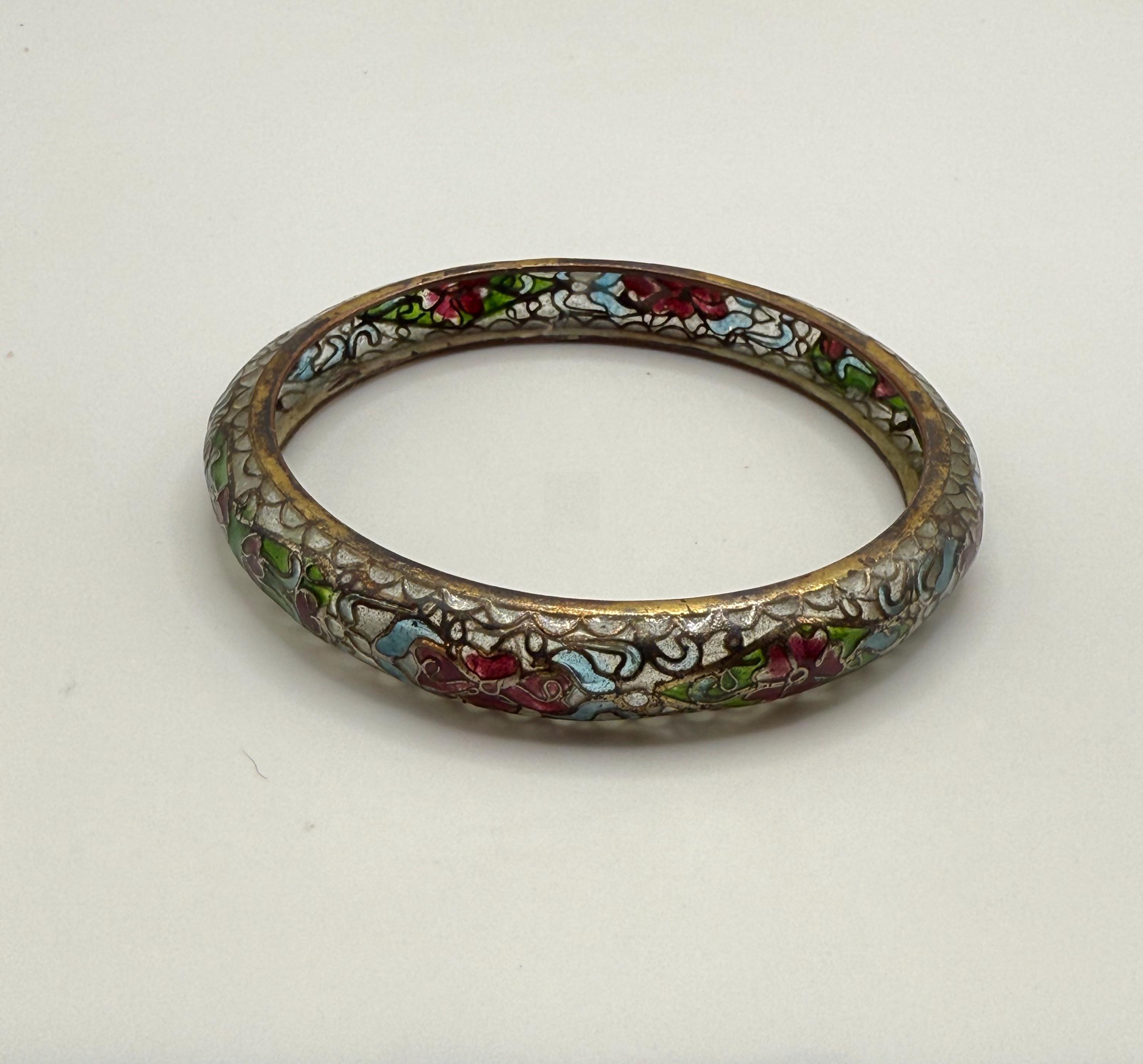 Vintage Plique A Jour Stained Glass Bangle Bracelet Floral - Etsy