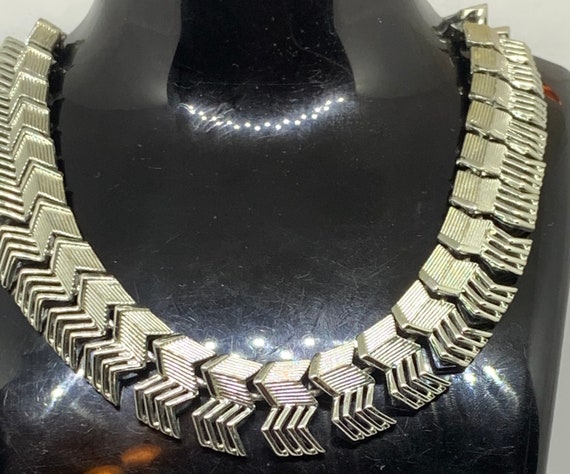Coro collar choker necklace silver tone - image 2