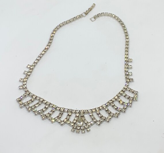 Vintage clear rhinestone elegant formal necklace … - image 7