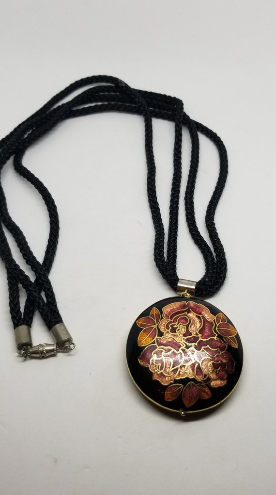 Vintage Closionne Rose black and red pendant and b