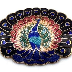 Enamel Peacock Belt Buckles - Multicolor Cloisonné Accent Vibrant cloisonné peacock, full of color and fine detail  main image 4