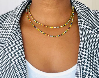 Beads Necklace/Double Layered Necklace/Seed Beads Necklace/Beaded Choker Necklace/Handmade Seed Beads Choker/ Two Row Choker/Beach Choker