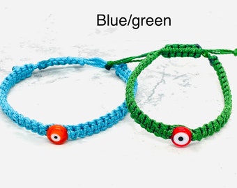 2pc Evil Eye Bracelets/Protection Bracelet/Adjustable Bracelets/Handmade Bracelets/Friendship Bracelet/Christmas gift /Xmas stocking fillers