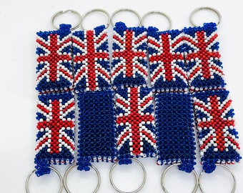 Great Britain Beaded Keyring/England Flag Key Ring/Handmade Keyring/Beaded Keychain/Keyring Gift /Home Warming Gift