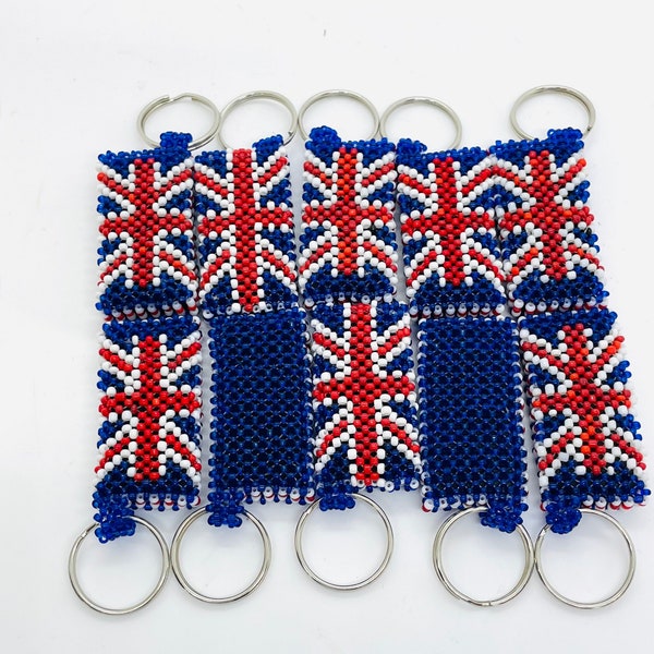 Great Britain Beaded Keyring/England Flag Key Ring/Handmade Keyring/Beaded Keychain/Keyring Gift /Home Warming Gift