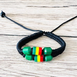 Rasta Reggae Bracelets/Adjustable Jamaica Bracelets/Rasta Beads Bracelets/Africa Rasta Bangle/Beaeded Bracelets/Rasta Colours