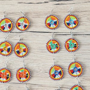 Africa Ethnic Tribal Kenya Masai Earrings/ Handmade Dangled Beaded Multi Earrings/ Beaded Maasai Earrings/Boho Beads Earrings/Women Earrings