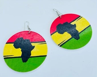 Pendientes africanos hechos a mano/Pendientes redondos africanos/Pendientes de mujer hechos a mano/Pendientes para mujer/Pendientes redondos de madera/Regalo para ella/Pendientes colgantes