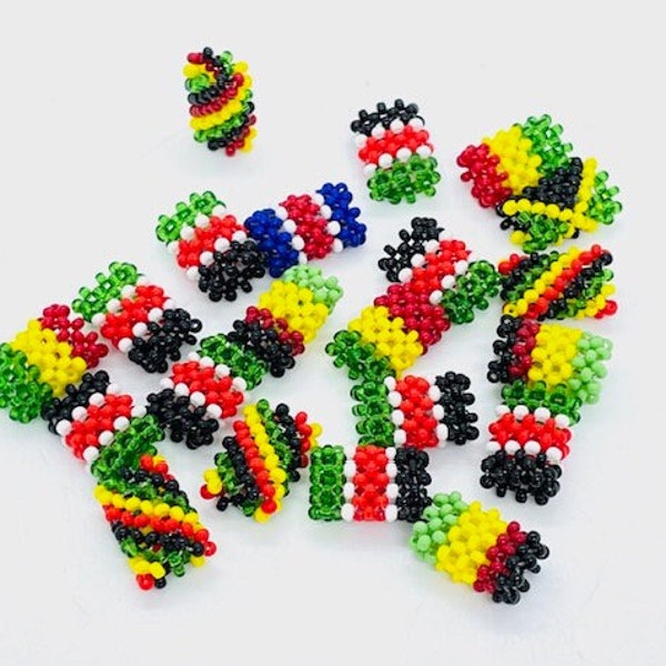 Lot de 6 perles dreadlocks/manchette dreadlocks rasta/perles dreacklock hippie/perles rasta jamaïque/couleurs rasta perles d'effroi