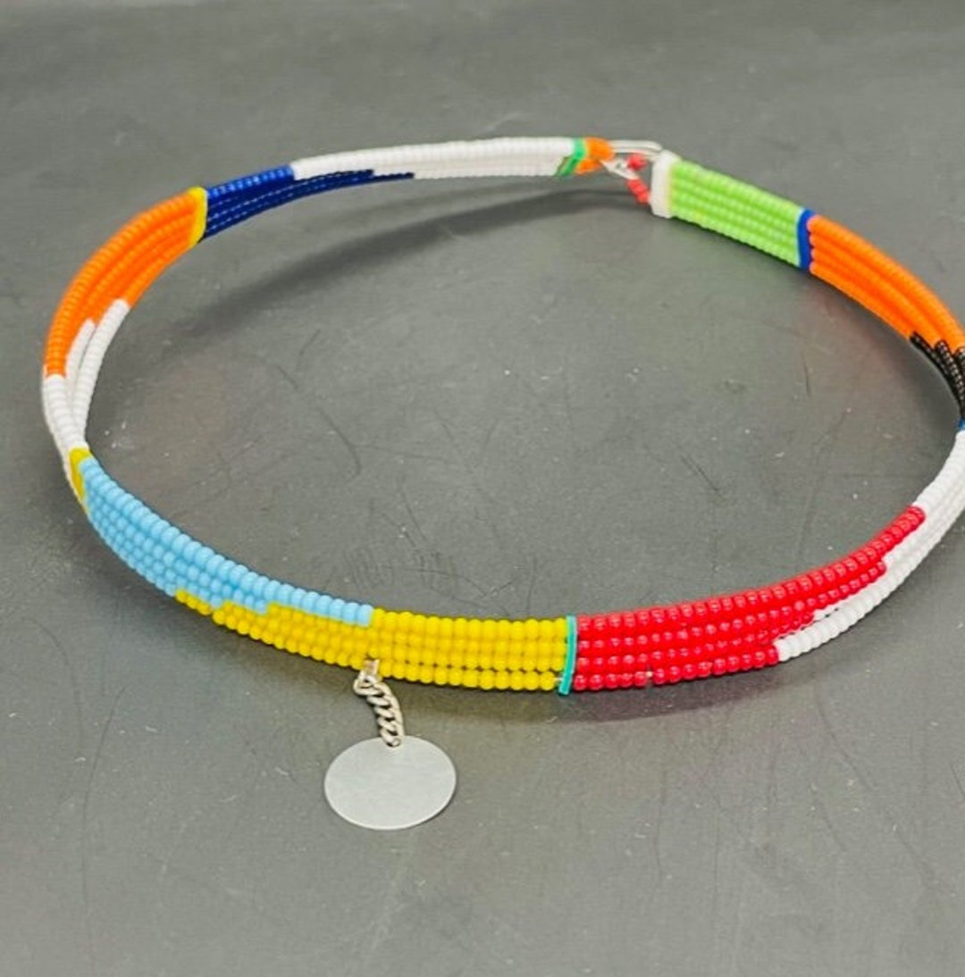 Jamia multicolored choker handmade Beaded Necklace Blue &White main image 1