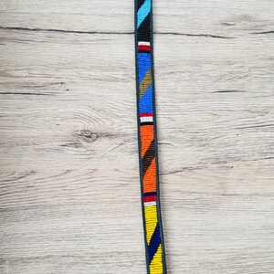 Handmade Masai Beaded Leather Dog Collar: Colorful African Pet Gift. 17-20.1 inches