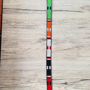 Handmade Masai Beaded Leather Dog Collar: Colorful African Pet Gift. 21-23.6 inches