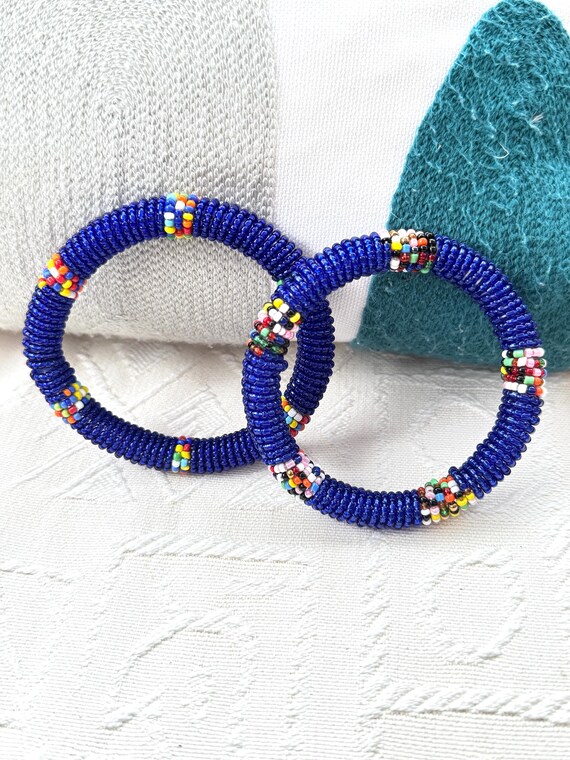 Masai Beaded Bangle Set: African Tribal Bracelet, Handmade  display picture 3