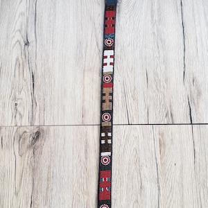 Handmade Masai Beaded Leather Dog Collar: Colorful African Pet Gift. 23-28 inches