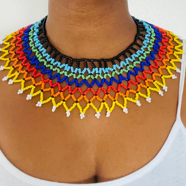 Africa Masai Choker/Beaded Choker/ Women Choker/Tribal Maasai Choker Necklace/Maasai Bead Choker/Handmade Masai Collar Necklace/Gift for her