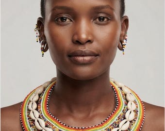 Handmade Masai Beaded Necklace: Kenyan Tribal Collar Jewelry/Maasai Choker Necklace/Statement necklace/ African jewelry/seed beads necklace