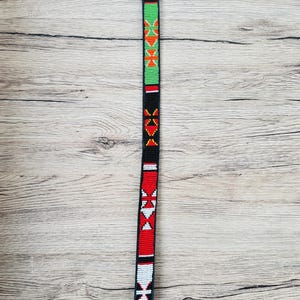 Handmade Masai Beaded Leather Dog Collar: Colorful African Pet Gift. 21-23.2 inches