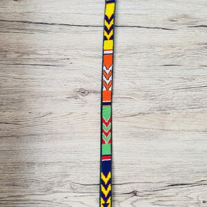 Handmade Masai Beaded Leather Dog Collar: Colorful African Pet Gift. 22-25 inches