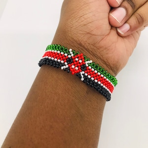 Africa Ethnic Kenya Flag Bracelet Bangle/ Beaded Bracelet/Unisex Bangle/Kenya Flag Bangle.