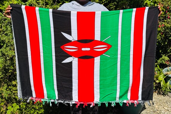 African Kanga Sarong: Ethnic Tribal Beach Wrap, Handmade in Kenya-Kenya flag