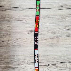 Handmade Masai Beaded Leather Dog Collar: Colorful African Pet Gift. 21.8-24 inches