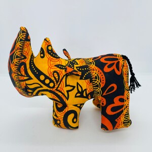 Africa Ankara Stuffed Animals/Handmade Africa Waxed Stuffed Animal/Fabric Stuffed Soft Toy/Stuffed Animals Rhino