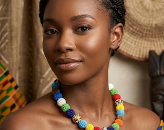 Handmade Masai Beaded Choker Necklace | Colorful Glass Beads, Zulu Inspired Boho Jewelry