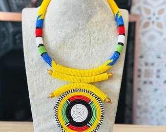 Handmade Maasai Beaded Necklace: African Tribal Choker.