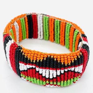 Brazalete masai de Kenia hecho a mano/pulsera con cuentas/brazalete de cuentas unisex/pulseras boho/brazalete tribal maasai/joyería masai para mujeres/brazalete auténtico. Pattern/A