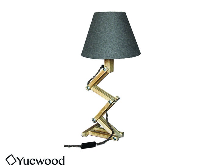 Wooden room lamp, wood desk lamp, "foldable Freddy", adjustable lamp, industrial night lamp