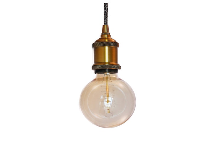 Pendant light-Retro metal Fitting brass-Assorted cord colors