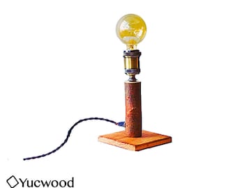 Wood lamp, "Willow Two", desk lamp, night lamp, lighting, industrial lighting, handmade, Retro Fitting, (Incl. Led Filament)