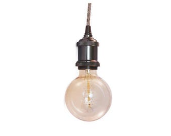 Pendant light-Retro metal Fitting black-Assorted cord colors