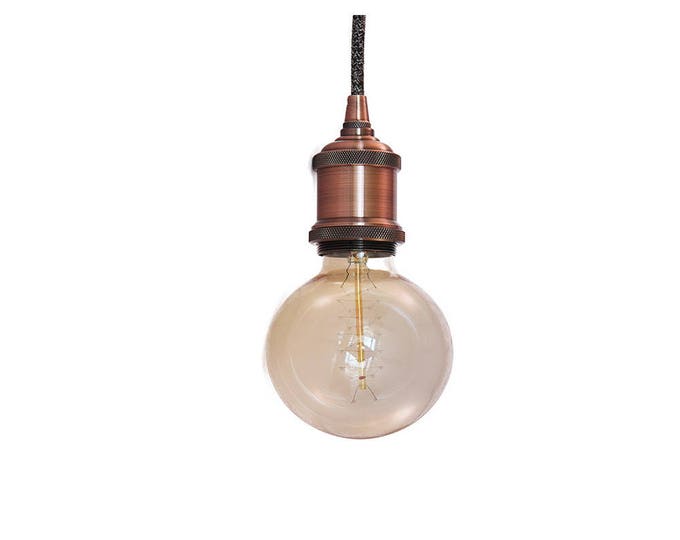 Pendant light-Retro metal Fitting Bronze-Various cord colors