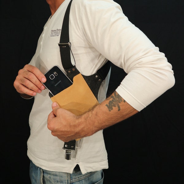 Suspenders phone case leather, gift mom dad,smartphone,mobile bag,holster bag mobile revolver holster