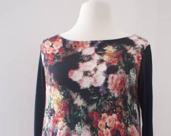 Balloon Dress Retro floral print jersey knee