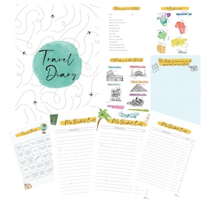 Travel Diary Printable, Travel journal, Travel diary, Bucket list printable, Travel bingo