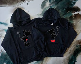 Love Mickey Minnie Couple Hoodies, Disney Couple Hoodies, Pärchen Pullover Couple Hoodies Mickey, Couple Hoodies King And Queen