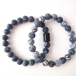 Bracciale da uomo in malachite naturale, impilabile, perline da 8 mm, fatto a mano, stile estivo.