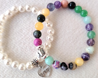 Handmade Natural Mixed Stone Beaded Bracelet, 4mm Beads, 16cm Length