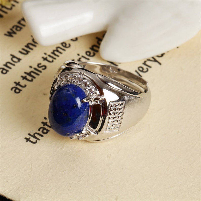 MB22 Sterling silver 18k gold-plated natural lapis lazuli natural zircon men/'s ring.NO