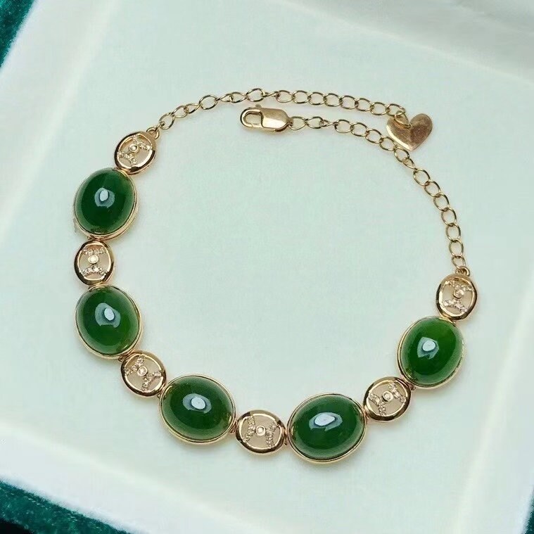 18k Yellow Gold / 5.12ct Jade / Diamond / Bracelet NO MB0035 - Etsy UK
