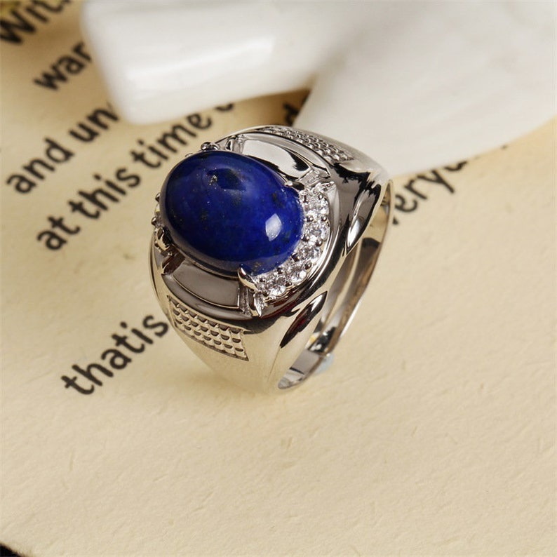 MB22 Sterling silver 18k gold-plated natural lapis lazuli natural zircon men/'s ring.NO