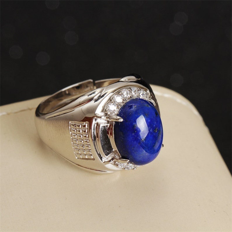MB22 Sterling silver 18k gold-plated natural lapis lazuli natural zircon men/'s ring.NO