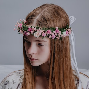 Blush Pink Ivory Baby Breath Flower Crown/Bridal Hair Wreath with gypsophila/Wedding Headpiece for Bride, Bridesmaid, or Christening/